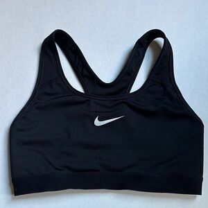 Nike Women's Black Sports Bra with White Logo
